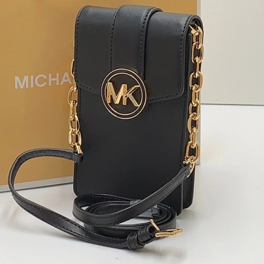 MICHAEL KORS Carmen NS Small Phone Crossbody Bag Black color - Picture 1 of 16
